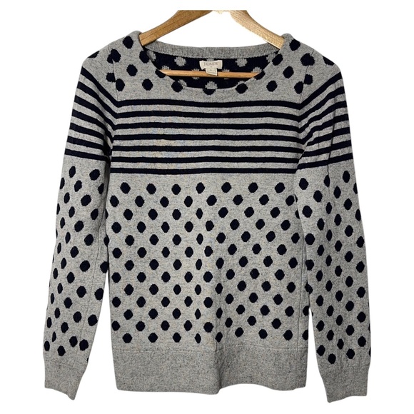J. Crew Sweaters - J Crew Merino Wool Blend Polka Dot & Stripe Sweater Womens S
